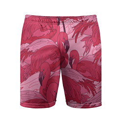 Шорты спортивные мужские Розовые фламинго, цвет: 3D-принт