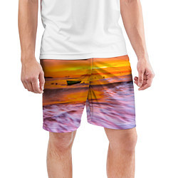 Шорты спортивные мужские Закат на пляже, цвет: 3D-принт — фото 2