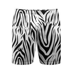 Шорты спортивные мужские Черно-белая зебра, цвет: 3D-принт