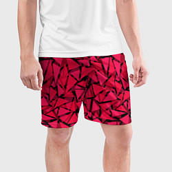 Шорты спортивные мужские Красно-черный полигональный, цвет: 3D-принт — фото 2