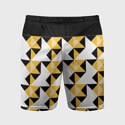 Шорты спортивные мужские Черно-желтый геометрический, цвет: 3D-принт