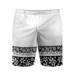 Мужские спортивные шорты Черно-белый цветочный принт