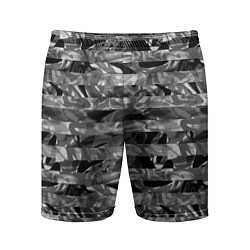 Шорты спортивные мужские Черно -белый полосатый узор, цвет: 3D-принт