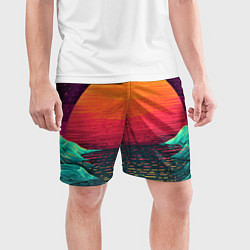 Шорты спортивные мужские Пиксельный закат, цвет: 3D-принт — фото 2