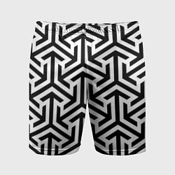 Шорты спортивные мужские Геометрия Фигур черно - белая, цвет: 3D-принт