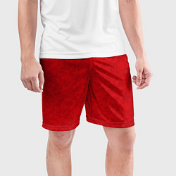 Шорты спортивные мужские Ярко-красный мраморный узор, цвет: 3D-принт — фото 2