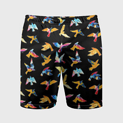Шорты спортивные мужские Акварельные птица, цвет: 3D-принт