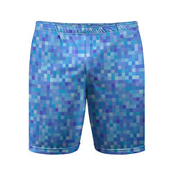 Мужские спортивные шорты Голубая пиксель абстракция