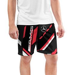 Шорты спортивные мужские MERCEDES-BENZ AMG GEOMETRY STRIPES RED, цвет: 3D-принт — фото 2
