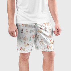 Шорты спортивные мужские Паттерн с оленями и медведями, цвет: 3D-принт — фото 2