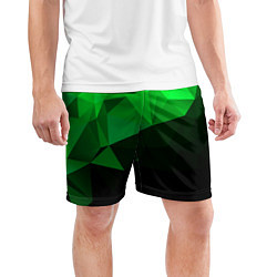 Шорты спортивные мужские Изумрудный Зеленый Геометрия, цвет: 3D-принт — фото 2