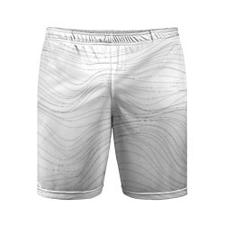 Шорты спортивные мужские Белые волны, цвет: 3D-принт