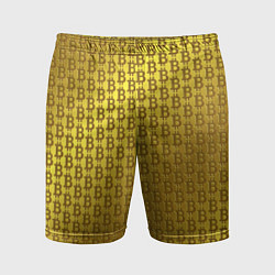 Шорты спортивные мужские Биткоин золото, цвет: 3D-принт