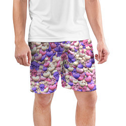 Шорты спортивные мужские Сердечки-черепушки, цвет: 3D-принт — фото 2