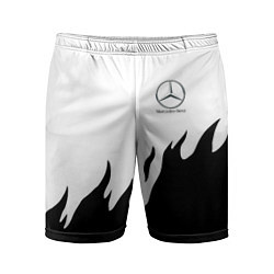 Шорты спортивные мужские Mercedes-Benz нарисованный огонь, цвет: 3D-принт