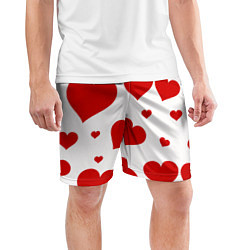 Шорты спортивные мужские Красные сердечки Heart, цвет: 3D-принт — фото 2