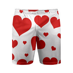 Шорты спортивные мужские Красные сердечки Heart, цвет: 3D-принт