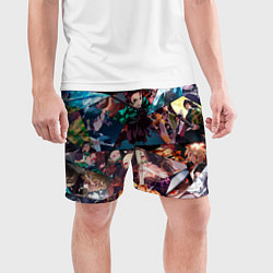 Шорты спортивные мужские Kimetsu no aiba Все персонажи, цвет: 3D-принт — фото 2