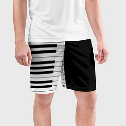 Шорты спортивные мужские Черно-Белое Пианино Piano, цвет: 3D-принт — фото 2