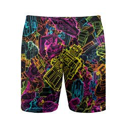 Шорты спортивные мужские Cyber space pattern Fashion 3022, цвет: 3D-принт