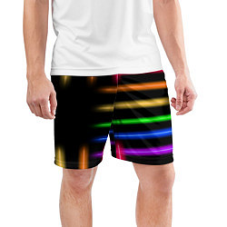 Шорты спортивные мужские Неоновое свечение Minimalism Neon, цвет: 3D-принт — фото 2