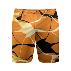 Шорты спортивные мужские Абстрактные полосы на оранжевом фоне, цвет: 3D-принт