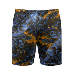 Шорты спортивные мужские Оранжево-Синяя Вулканическая Лава, цвет: 3D-принт