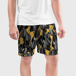 Шорты спортивные мужские Летние Листья На Оранжевом Цвете, цвет: 3D-принт — фото 2