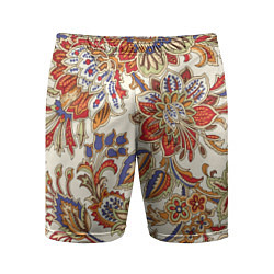 Шорты спортивные мужские Цветочный винтажный орнамент, цвет: 3D-принт