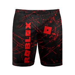 Шорты спортивные мужские ROBLOX красный логотип, цвет: 3D-принт