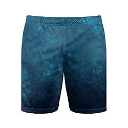 Шорты спортивные мужские Синий абстрактный мраморный узор, цвет: 3D-принт