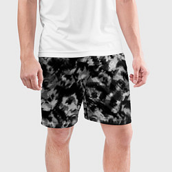 Шорты спортивные мужские Черно-белый абстрактный камуфляж, цвет: 3D-принт — фото 2