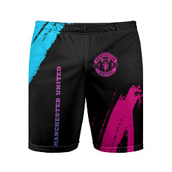 Шорты спортивные мужские Manchester United Neon Gradient, цвет: 3D-принт
