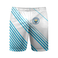 Мужские спортивные шорты Манчестер сити голубые полоски