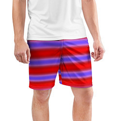 Шорты спортивные мужские Striped pattern мягкие размытые полосы красные фио, цвет: 3D-принт — фото 2