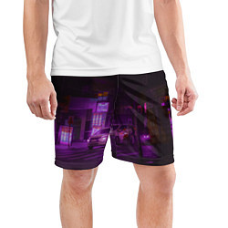 Шорты спортивные мужские Неоновый ночной переход - Фиолетовый, цвет: 3D-принт — фото 2
