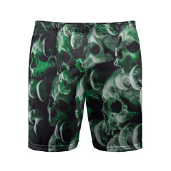Мужские спортивные шорты Множество черепов во тьме - Зелёный