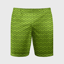 Мужские спортивные шорты Зеленые светлые и темные волнистые полосы