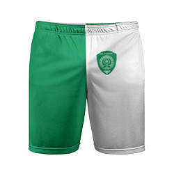 Шорты спортивные мужские ФК Ахмат бело-зеленая форма, цвет: 3D-принт