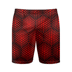 Шорты спортивные мужские Красные неоновые соты, цвет: 3D-принт