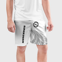 Шорты спортивные мужские Mercedes speed на светлом фоне со следами шин: сим, цвет: 3D-принт — фото 2