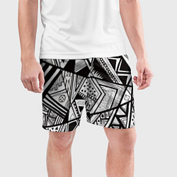 Шорты спортивные мужские Черно белый узор, цвет: 3D-принт — фото 2