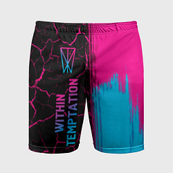 Шорты спортивные мужские Within Temptation - neon gradient: по-вертикали, цвет: 3D-принт