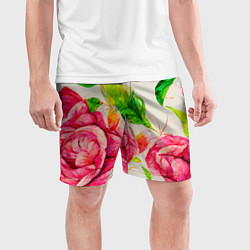Шорты спортивные мужские Яркие выразительные розы, цвет: 3D-принт — фото 2