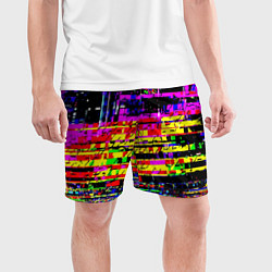 Шорты спортивные мужские Яркий пиксельный красочный глитч, цвет: 3D-принт — фото 2