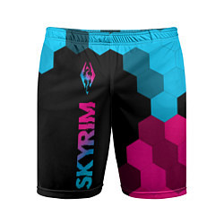 Шорты спортивные мужские Skyrim - neon gradient: по-вертикали, цвет: 3D-принт