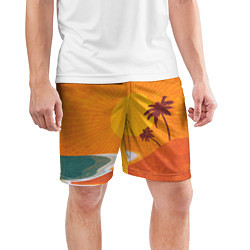 Шорты спортивные мужские Закат на побережье минимализм, цвет: 3D-принт — фото 2