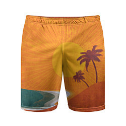 Шорты спортивные мужские Закат на побережье минимализм, цвет: 3D-принт
