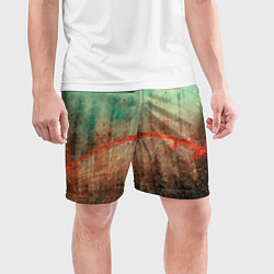 Шорты спортивные мужские Светло-зелёное небо, деревья и множество красок, цвет: 3D-принт — фото 2