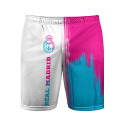 Шорты спортивные мужские Real Madrid neon gradient style: по-вертикали, цвет: 3D-принт